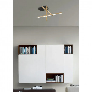 Trinidad plafoniera LED integrato, nero/oro, 1050LM, Novecento