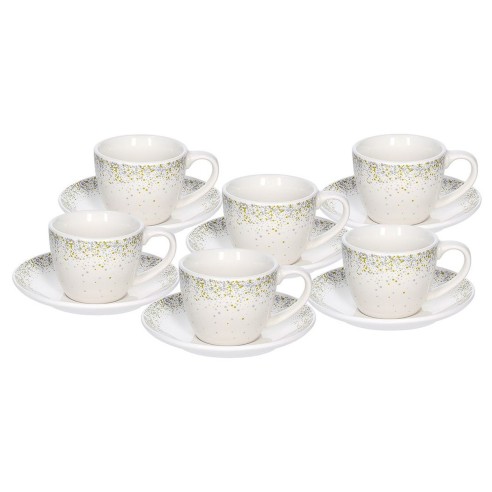 Set 6 Tazzine Da Caffè Con Piattini In Porcellana | Capacità 0,09 Litri | Diametro Piattino 12,5 Cm
