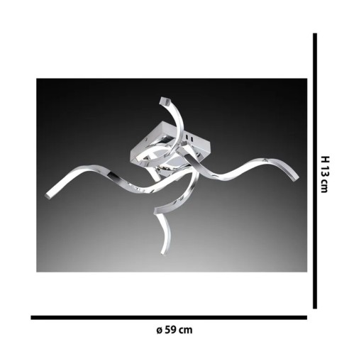 Evelin plafoniera moderna LED, alluminio, 1960LM, cromo, Novecento