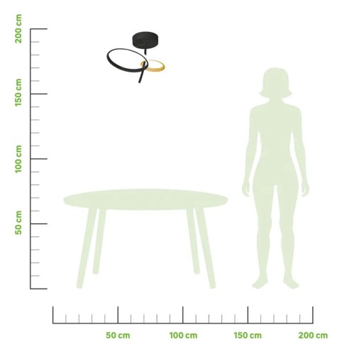 Plafoniera kara LED integrato, metallo nero/oro Novecento