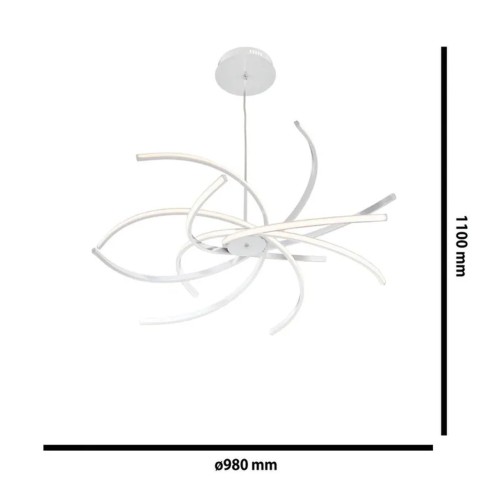 Elettra lampadario LED integrato, metallo bianco, Novecento