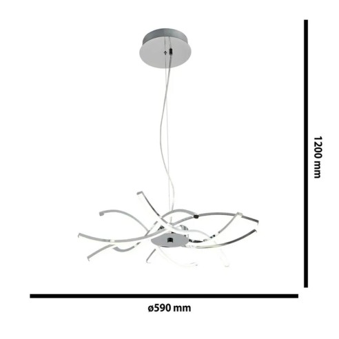 Roxie lampadario LED integrato, cromo, alluminio, 3120LM, Novecento