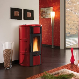 Stufa a pellet ventilata maiolica bordeaux Iside Idro H15 18,1 kW LaNordica Extraflame 1286500 2