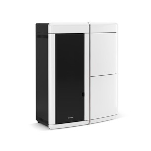 Stufa a pellet ermetica ventilata slim maiolica bianco Evelyne Idro 2.0 18 kW LaNordica Extraflame 1281604
