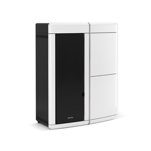 Stufa a pellet ermetica ventilata slim maiolica bianco Evelyne Idro 2.0 18 kW LaNordica Extraflame 1281604