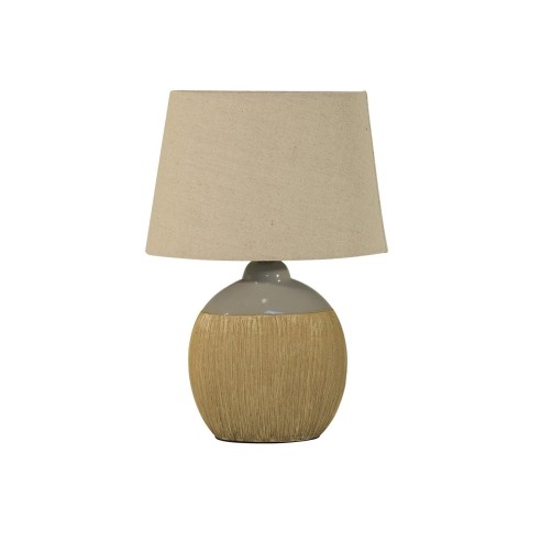 Lampada Da Tavolo Licht-Erlebnisse In Ceramica E Tessuto – H 28 Cm, Beige/Marrone, Attacco E14, Perfetta Per Comodino O Soggiorno