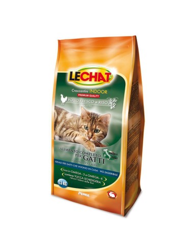 LeChat Indoor croccantini per gatti con pollo fresco e riso 1,5kg