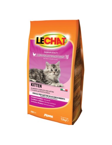 LeChat Kitten croccantini per gatti con pollo fresco e riso 1,5 kg