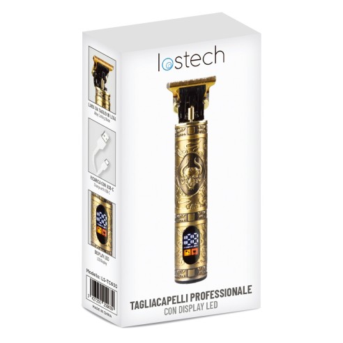 Tagliacapelli uomo, rasoio elettrico con display LED, regolabarba