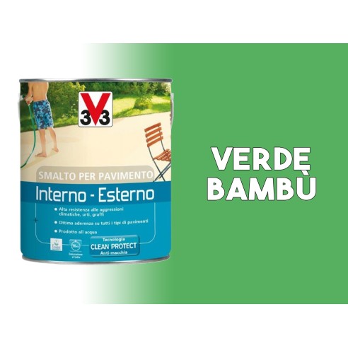 Smalto per pavimento interno esterno V33 cemento calcestruzzo 0,5 L verde bambù