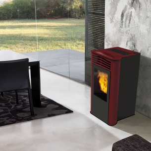 Stufa a pellet Ten2 Plus canalizzata 13 kW Bordeaux Italiana Camini 2