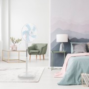 Beper ventilatore a piantana con telecomando, 5 pale, timer, bianco