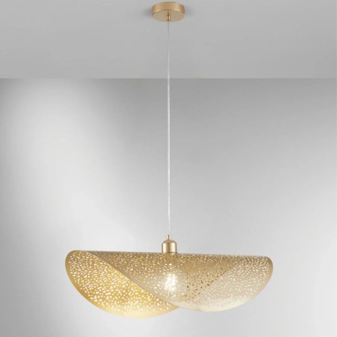 Lampadario Rhei a vela singola metallo,E27, Ø 50 cm oro
