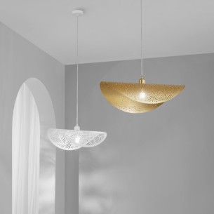 Lampadario design Rhei metallo forato, E27, Ø 60 cm bianco 2