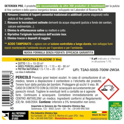 FILA DETERDEK PRO lavaggio di fine cantiere 1L