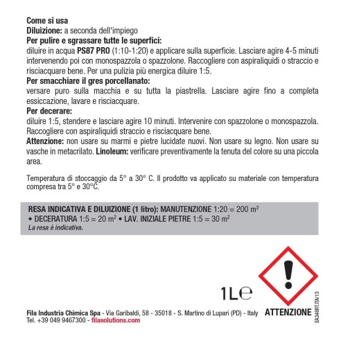 Detergente sgrassante professionale FILA PS87 PRO