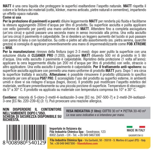 Cera protettiva effetto naturale FILA MATT 1L