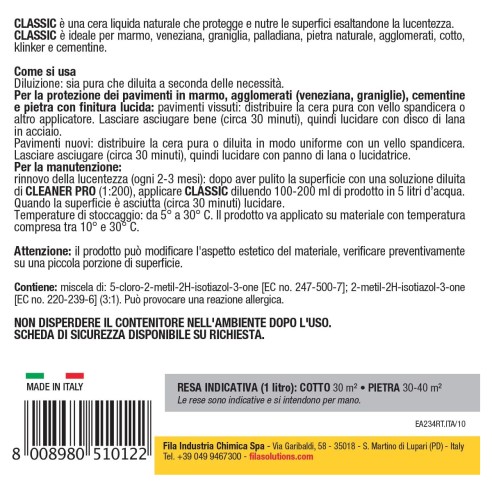 Eco cera liquida protettiva FILA CLASSIC 1L