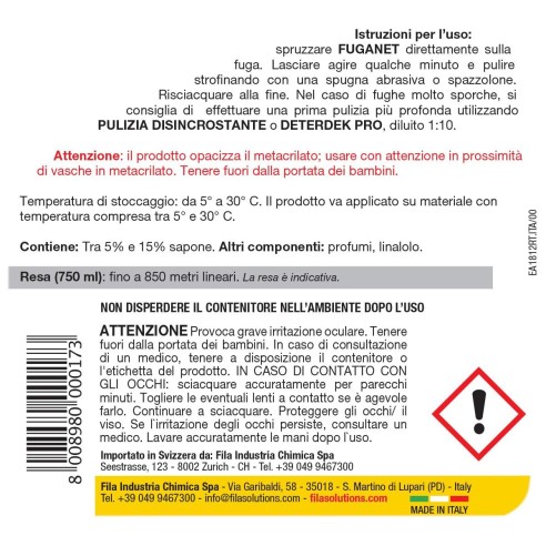Detergente specifico per fughe FILA FUGANET 750 ml