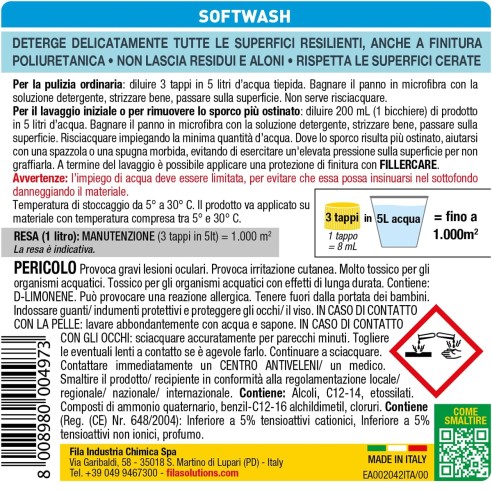 Detergente pulizia delicata FILA SOFTWASH 1 L