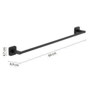 Portasalviette 60 cm in acciaio inox nero opaco Tonga di Gedy 2