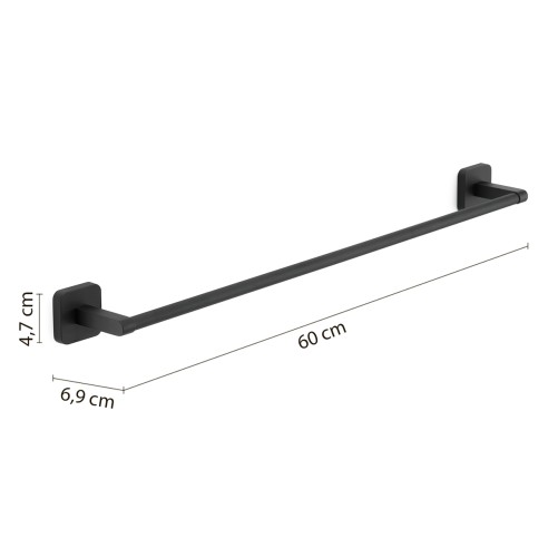 Portasalviette 60 cm in acciaio inox nero opaco Tonga di Gedy