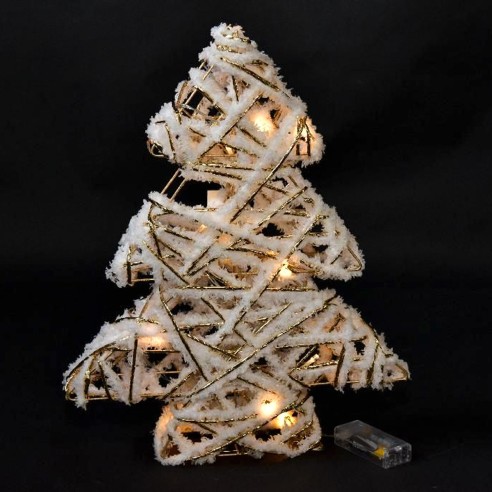 Albero di Natale bianco oro grande 15 LED H40 cm Mercury 43454