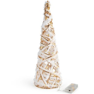 Albero di Natale cono bianco oro 20 LED H80 cm Mercury 43386