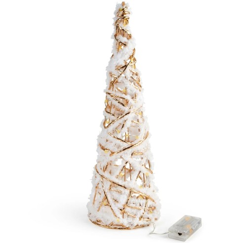Albero di Natale cono bianco oro 20 LED H80 cm Mercury 43386