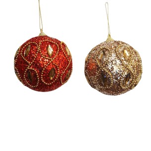 Pallina di Natale sfera in polyfoam rosso oro Ø 10 cm assortita Mercury 57361