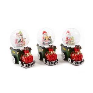 Decorazione natalizia locomotiva palla di neve resina assortita H13 cm Mercury 76912