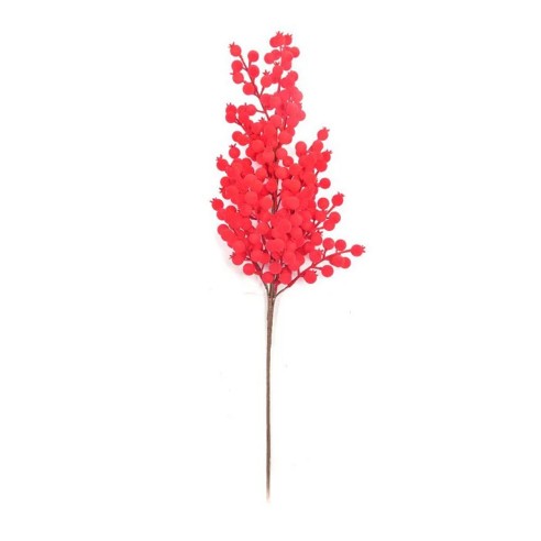 Decorazione per albero di Natale pick bacche rosse floccato H70 cm Mercury 58204