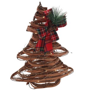 Albero con luci LED in rattan e metallo con fiocco H40 cm Mercury 27065