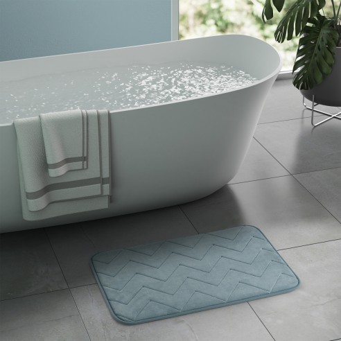 Mousse tappeto bagno memory foam azzurro polvere