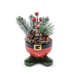 Decorazione natalizia piantina con vaso in ceramica H18 cm Mercury 40781