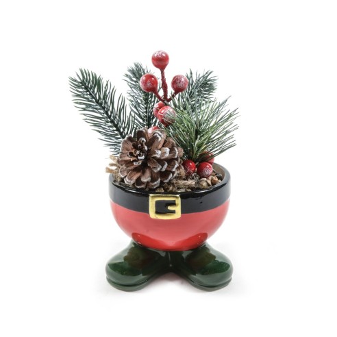 Decorazione natalizia piantina con vaso in ceramica H18 cm Mercury 40781