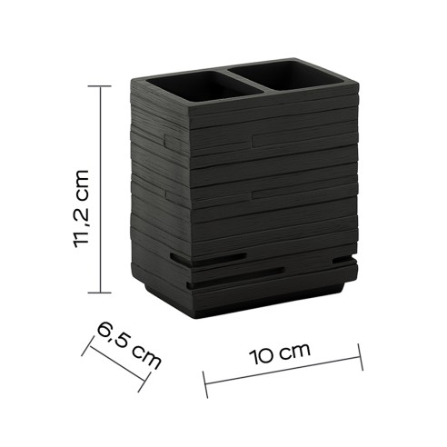Gedy Quadrotto bicchiere porta spazzolini nero dimensioni