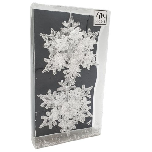 Pendente natalizio 2 fiocchi di neve glitter H11 cm Mercury 55312