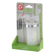 Porta spazzolino acciaio cromato e vetro Easy