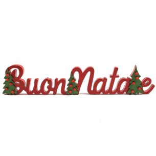 Decorazione natalizia scritta in legno Buon Natale Mercury 21995