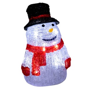 Pupazzo di neve in acrilico a batteria decorazione natalizia 10 LED luce fissa bianco freddo H19 cm Domus Light 622001-230