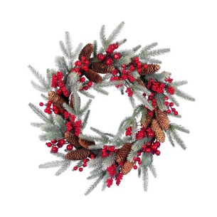 Corona di Natale verde con pigne e bacche rosse Ø 60 Yagos Selection 092246