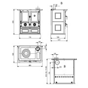 Cucina a legna Rosetta 5.0 Maiolica Bordeaux La Nordica misure