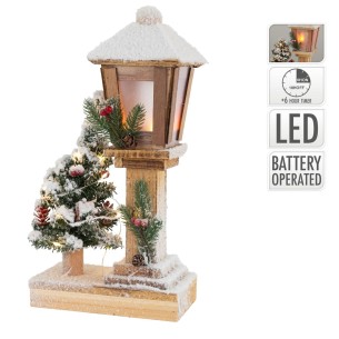 Decorazione natalizia lampione LED con albero H37 cm H&S ACW006560