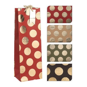 Borsa regalo per bottiglia di vino carta natalizia H36 cm assortito H&S AB8000920