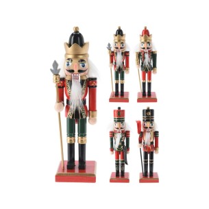 Schiaccianoci in legno soldato natalizio rosso verde H15 cm assortito H&S ARD100000