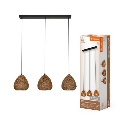 Lampada a sospensione 3 luci Ledvance Decor Paper Drop beige, E27