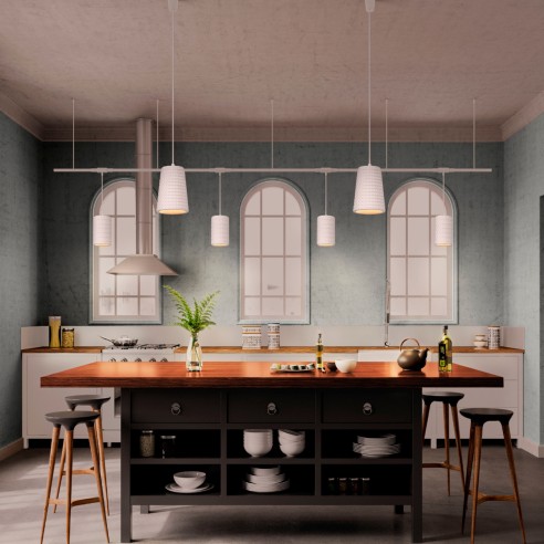 Lampadario in gesso Ledvance Decor Plaster Tube bianco, ambientata