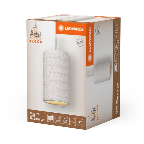 Lampadario in gesso Ledvance Decor Plaster Tube bianco, E27