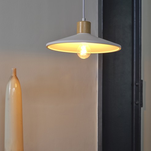 Lampadario in gesso Ledvance Decor Plaster Wood bianco, ambientata